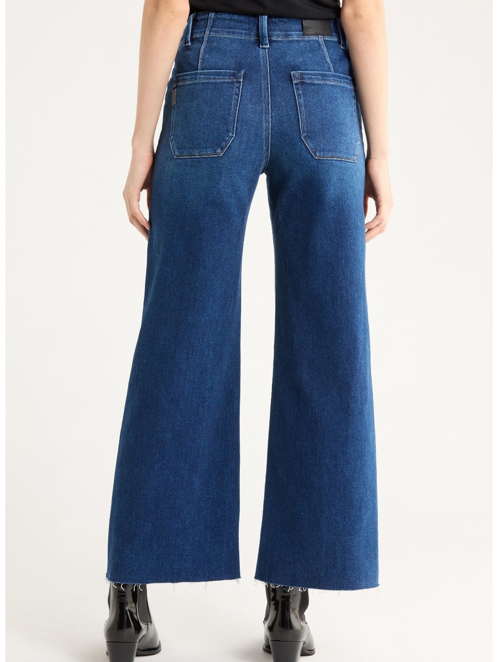 PAIGE Dark Blue High-Rise Wide Leg Jeans - Picture 2 of 16